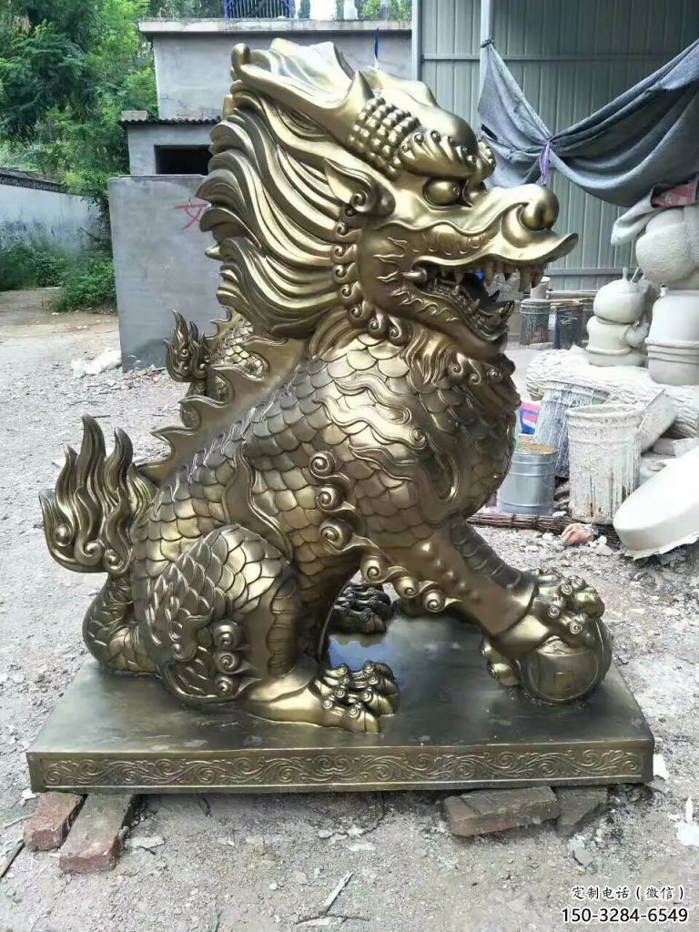 售樓部麒麟雕塑，噴砂發光雕塑，彩繪題材