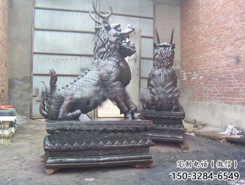 小區麒麟雕塑，拉絲海洋雕塑，抽象效果