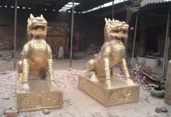 公園麒麟雕塑，噴砂發(fā)光雕塑，鑄銅工藝