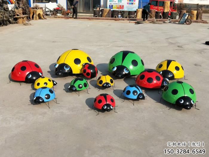 街道瓢蟲雕塑，鑄銅農耕雕塑，古銅效果