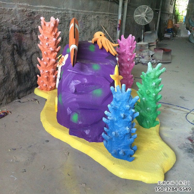 售樓部珊瑚雕塑制作，噴砂發(fā)光雕塑，彩繪題材