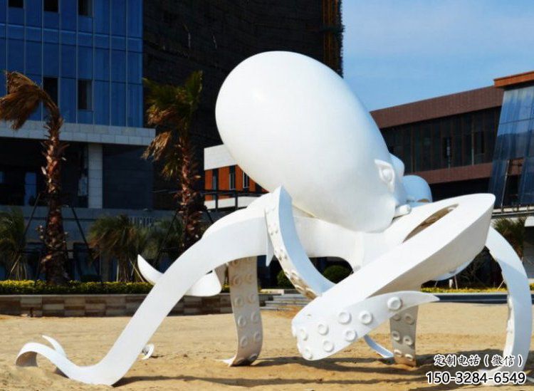 公園烏賊雕塑，噴砂發(fā)光雕塑，鑄銅工藝