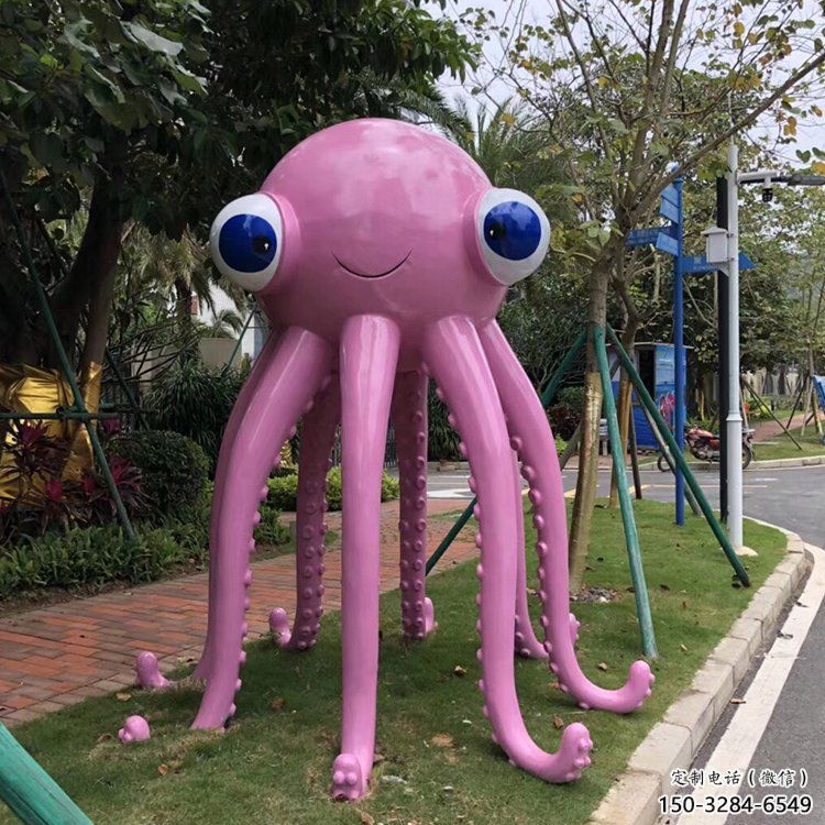 廣場烏賊雕塑，卡通水景雕塑，抽象效果