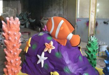 冷飲店珊瑚雕塑，鍍銅海洋雕塑，彩繪工藝