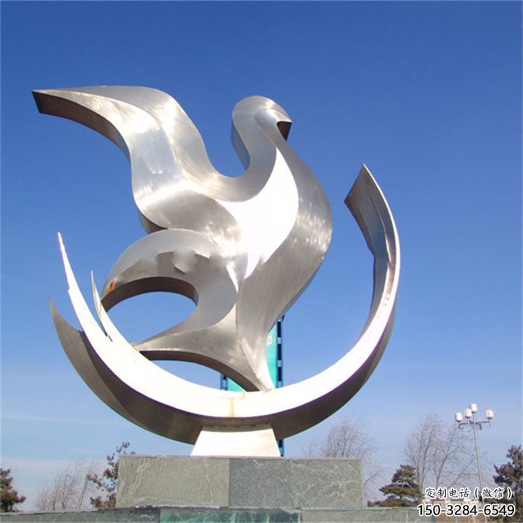 小區鴿子雕塑，拉絲鳥類雕塑，抽象效果