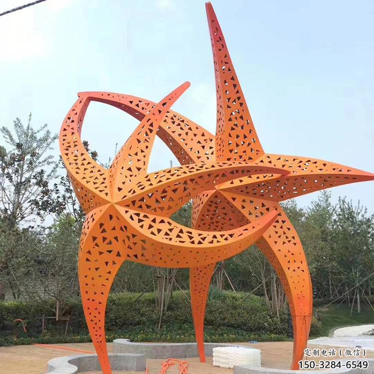 操場(chǎng)海星雕塑，仿真海洋雕塑，噴砂制造