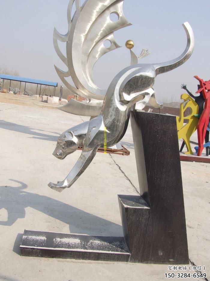 公園獵豹雕塑，噴砂發光雕塑，鍛造工藝