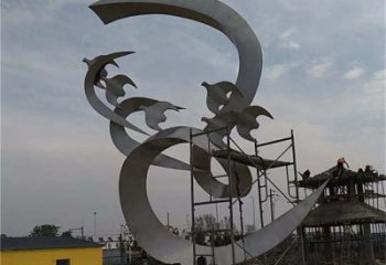 廣場鴿子雕塑，卡通水景雕塑，抽象效果