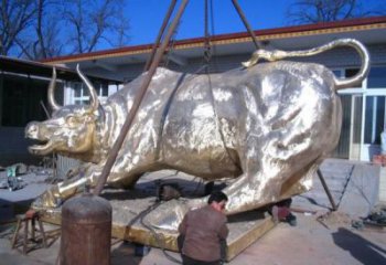 田間開(kāi)荒牛雕塑 彩繪仿真雕塑 園林?jǐn)[件