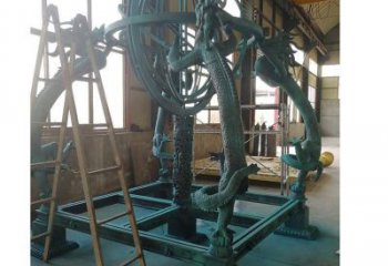 步行街渾天儀雕塑，鍛造景觀雕塑，噴漆方式