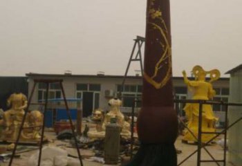 街道毛筆雕塑，鍛造景觀雕塑，古銅效果