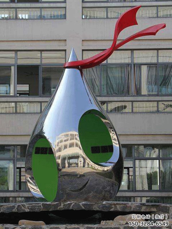 園林水滴雕塑，噴漆景觀雕塑，網格形式