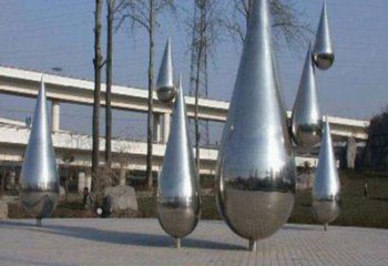 廣場水滴雕塑，抽象水景雕塑，抽象效果