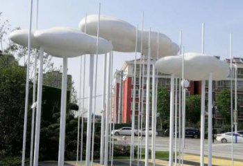 室內(nèi)云朵雕塑，拉絲景觀雕塑，抽象效果