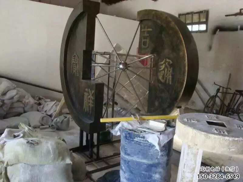 操場銅錢雕塑，鏤空景觀雕塑，噴砂制造