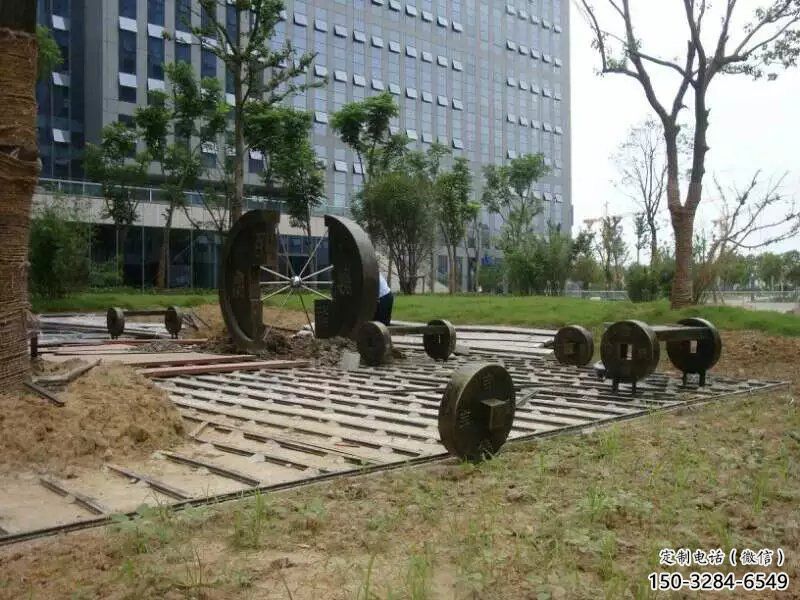 幼兒園銅錢(qián)雕塑，鐵藝文化雕塑，鑄造制作