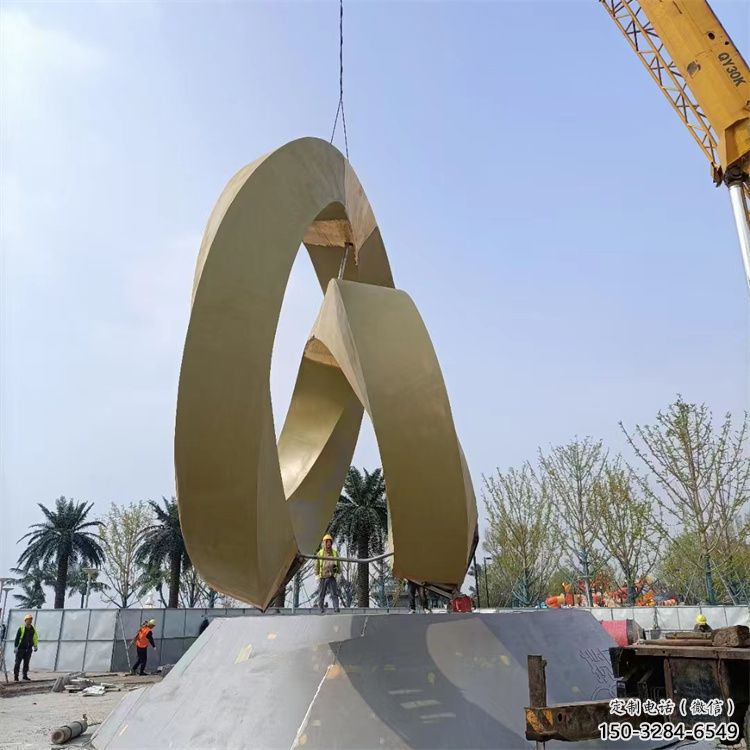 室內(nèi)圓環(huán)雕塑，拉絲景觀(guān)雕塑，抽象效果