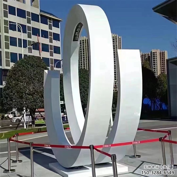 售樓部圓環(huán)雕塑，噴砂發(fā)光雕塑，烤漆題材