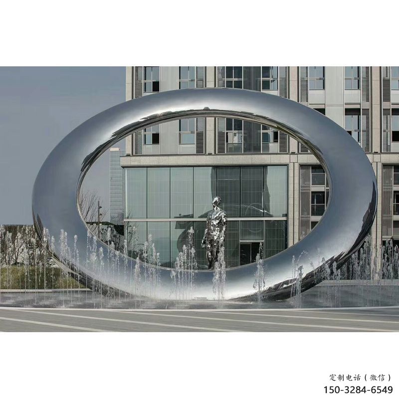 小區圓環雕塑，拉絲景觀雕塑，抽象效果