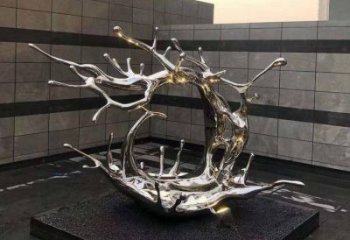 庭院海浪雕塑，鍍金歐式雕塑，鏡面形式