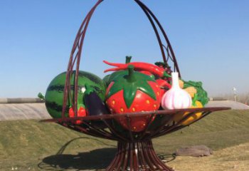 城市花籃雕塑，彩繪景觀雕塑，古銅效果