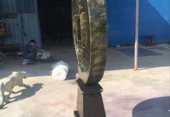 城市銅錢雕塑，仿古標識雕塑，古銅效果