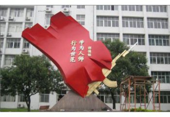 城市紅旗雕塑，烤漆黨建雕塑，古銅效果