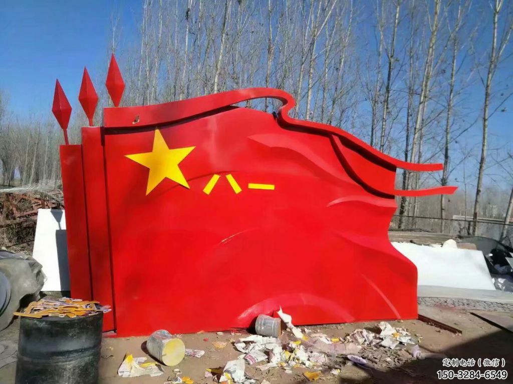 酒店旗幟雕塑，戶外革命雕塑，革命擺件