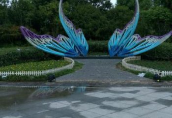 室內(nèi)翅膀雕塑，拉絲景觀雕塑，抽象效果