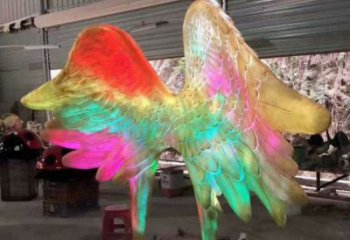 售樓部翅膀雕塑，噴砂發光雕塑，烤漆題材