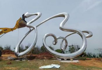 室內(nèi)福字雕塑，拉絲景觀雕塑，抽象效果