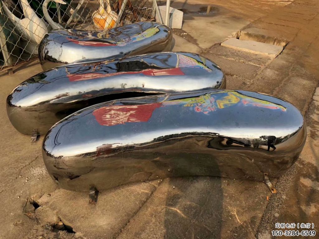 城市坐凳雕塑，公園園林雕塑，鏡面效果