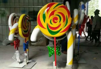 鋼管棒棒糖雕塑 異形噴水小品 農村雕塑