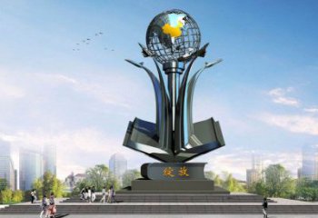 農村地球雕塑 抽象藝術擺件 烤漆雕塑