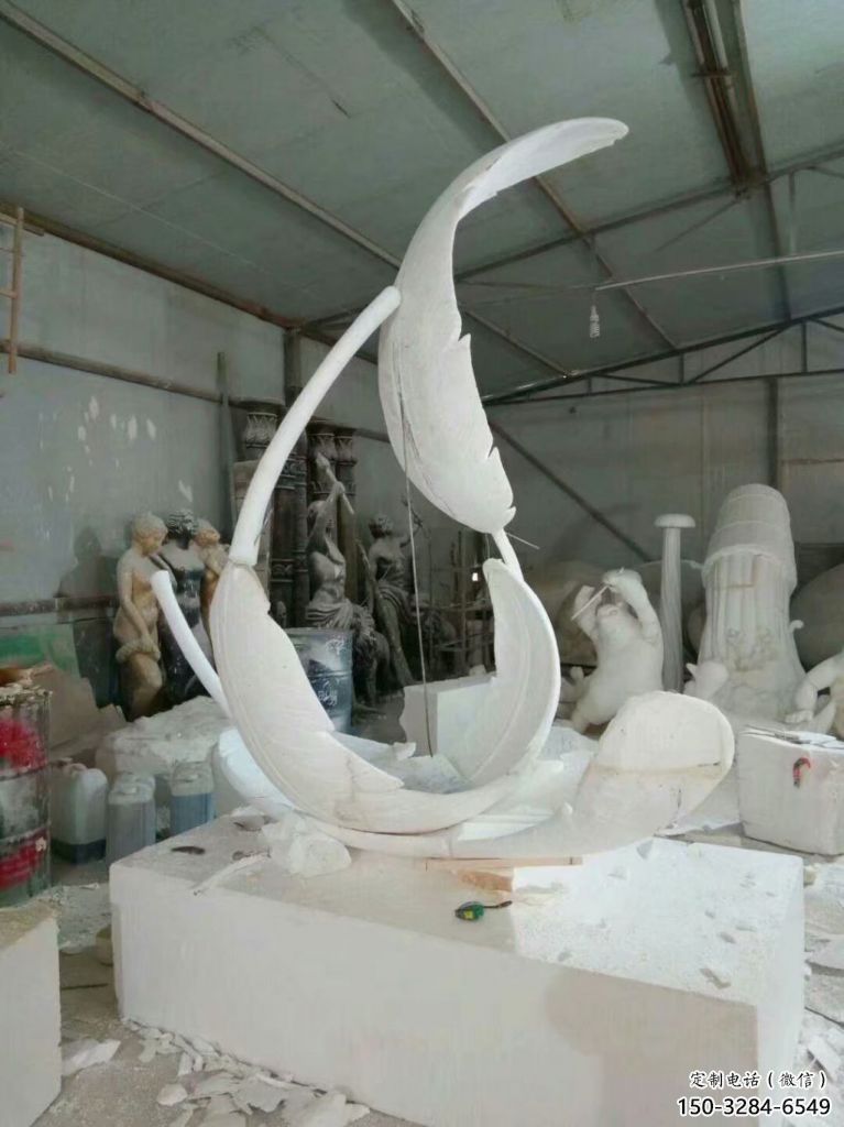 創意羽毛雕塑 啞光景觀小品 公園雕塑