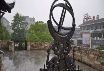 售樓部地動儀雕塑，噴砂發光雕塑，烤漆題材