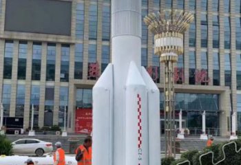 商業街火箭雕塑 烤漆擺件 彩繪雕塑