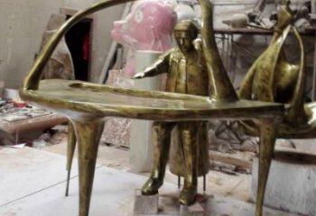 電鍍鋼琴雕塑 噴水園林擺件 政府雕塑