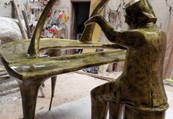 仿真鋼琴雕塑 電鍍現代擺件 部隊雕塑