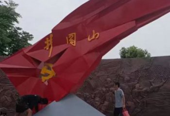 大型國旗雕塑廠家，戶外景觀雕塑，烤漆工藝