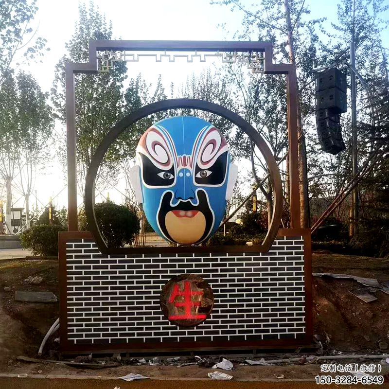 別墅區臉譜雕塑 大型別墅區擺件 剪影雕塑