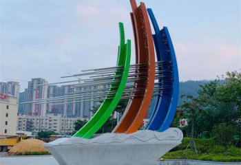 大型船艇雕塑 鍛造發(fā)光小品 房地產(chǎn)雕塑