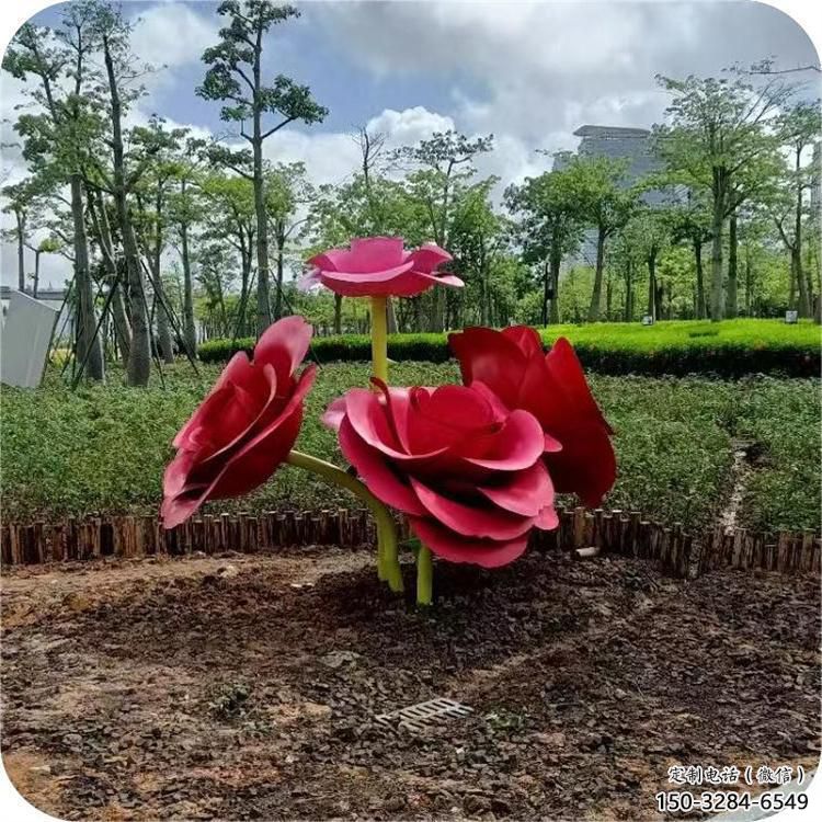 草地玫瑰雕塑 現(xiàn)代校園花朵雕塑 大型雕塑