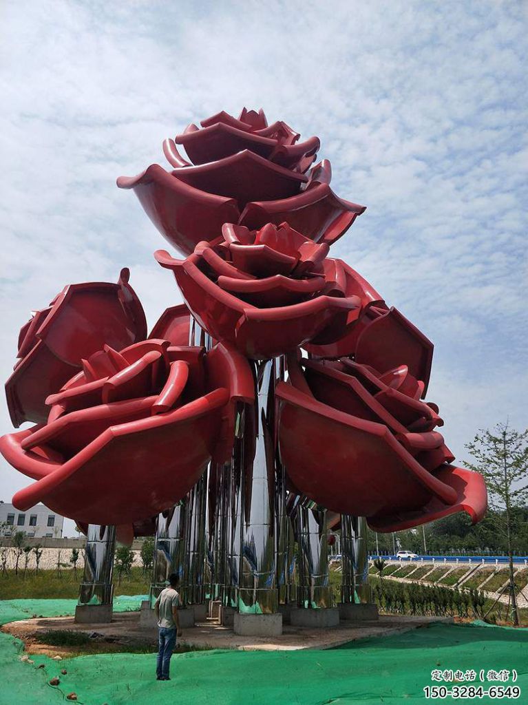 室內(nèi)玫瑰雕塑 仿真景觀擺件 大型雕塑