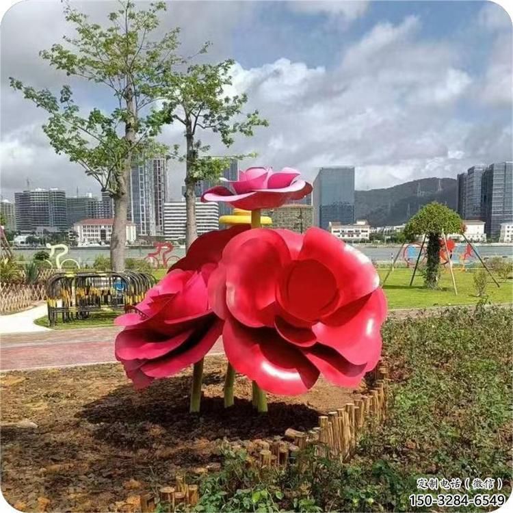水景玫瑰雕塑 彩繪剪紙花朵雕塑 現代雕塑