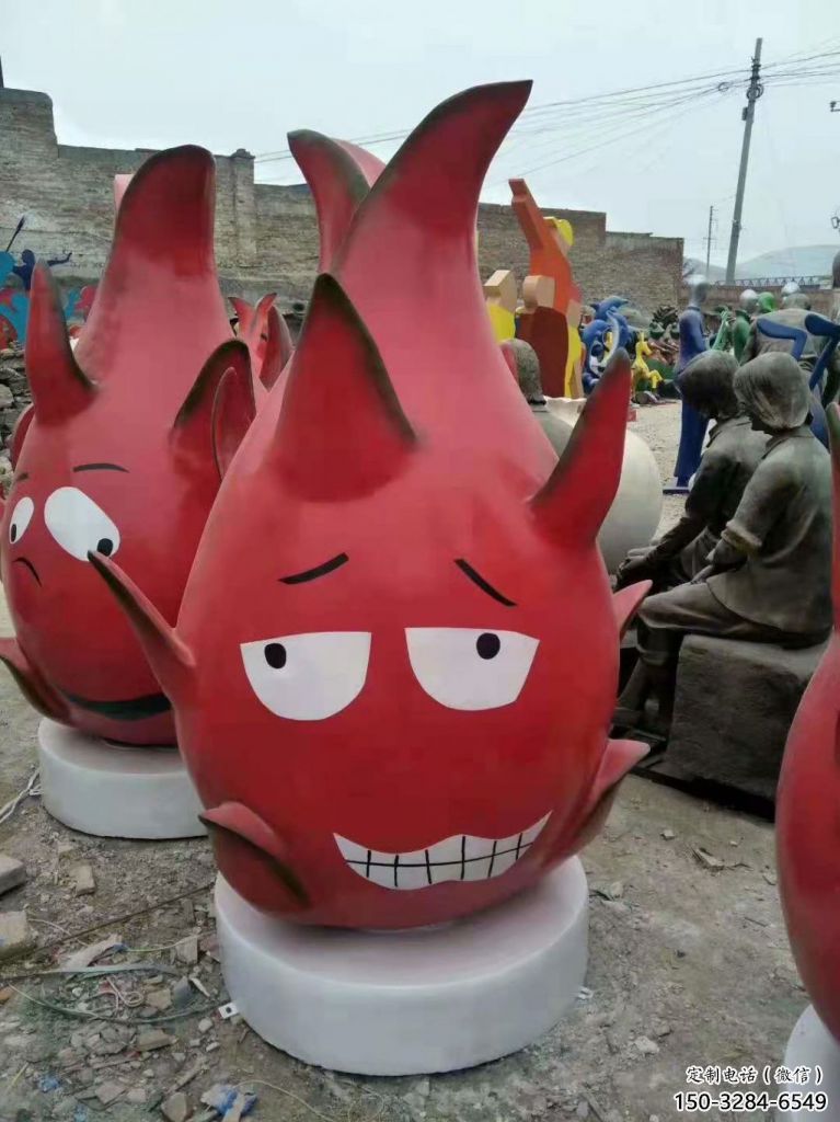 廣場火龍果雕塑 公園仿真雕塑 抽象擺件