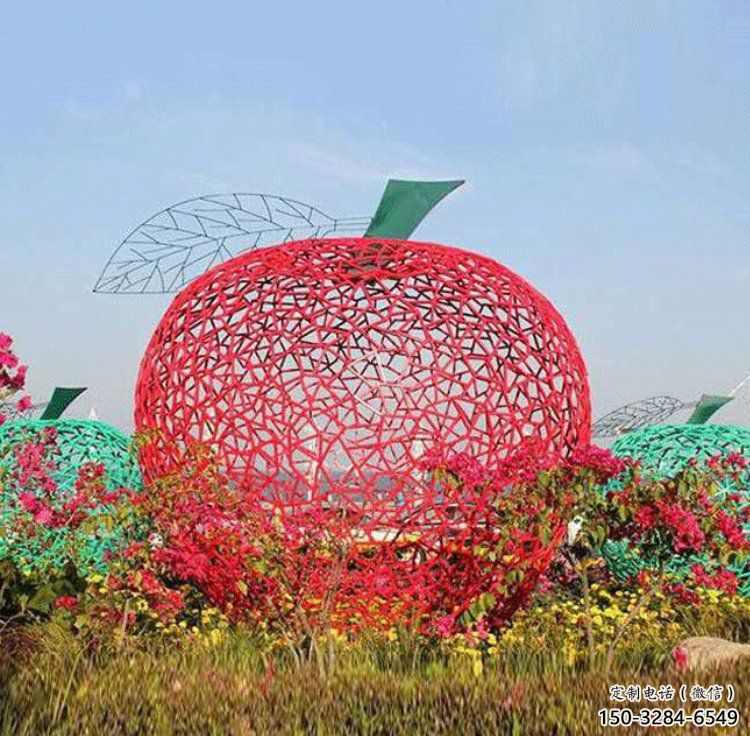 鏤空蘋(píng)果雕塑 廣場(chǎng)水果雕塑 門(mén)口小品