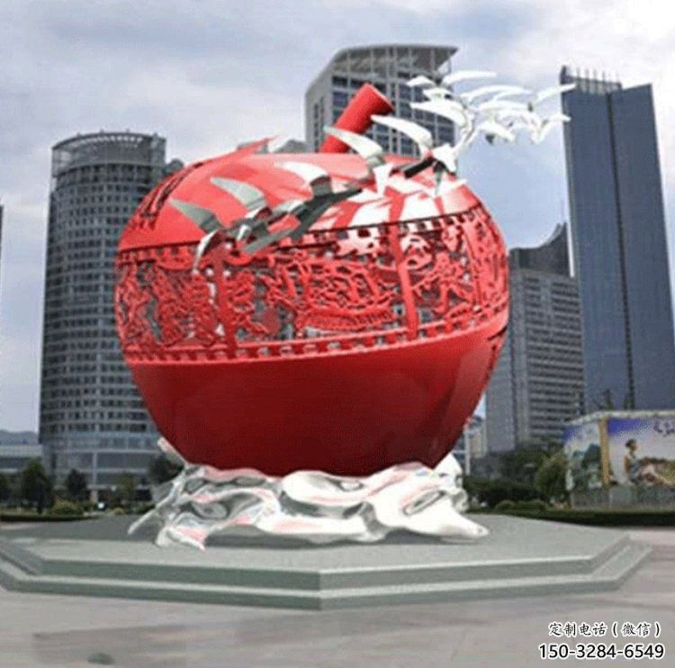 售樓處蘋果雕塑 商業(yè)街仿真雕塑 水果擺件