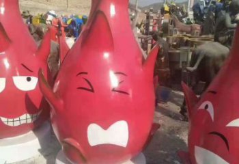 抽象火龍果雕塑 店門口彩繪雕塑 步行街擺件