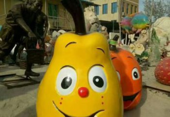 彩繪雪梨雕塑 仿真雕塑 步行街擺件